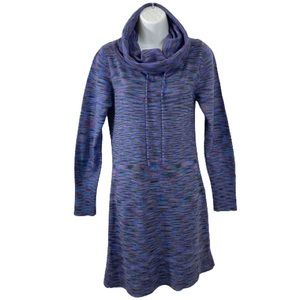 Purple Drawstring Turtleneck Mini Dress | Long Sleeve